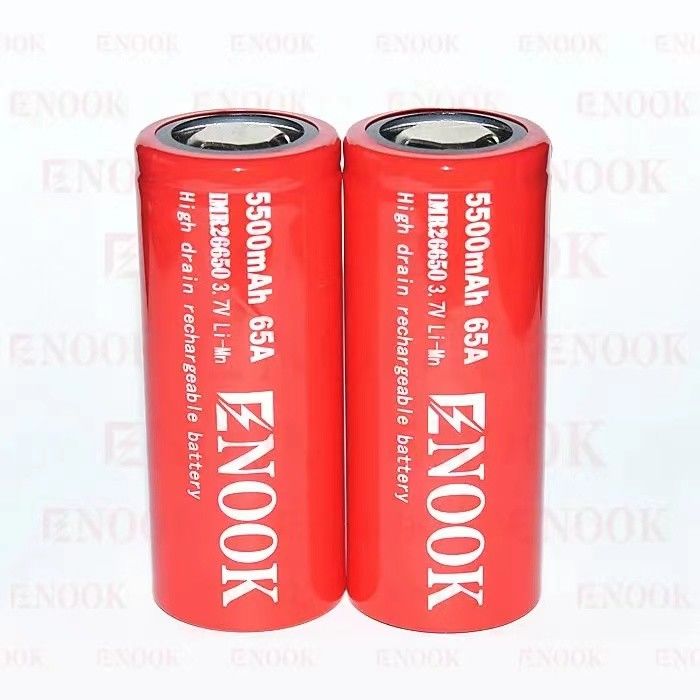 ベストセラー Enook 26650 セルリオン 5500mAh 65A 高排水 3.7V 再充電電池 フラットトップ電池
