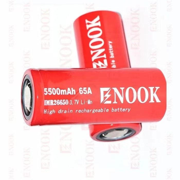 ベストセラー Enook 26650 セルリオン 5500mAh 65A 高排水 3.7V 再充電電池 フラットトップ電池