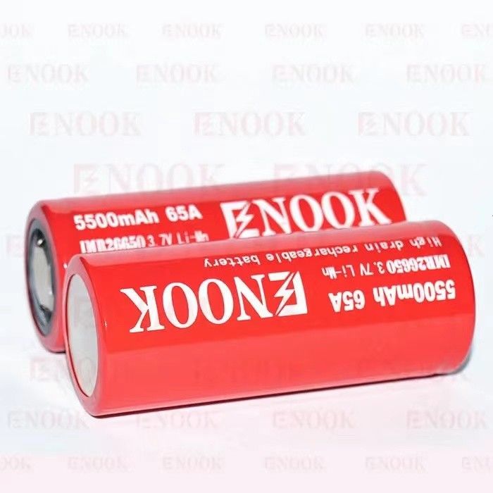 ベストセラー Enook 26650 セルリオン 5500mAh 65A 高排水 3.7V 再充電電池 フラットトップ電池