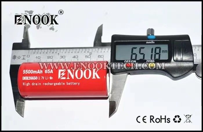ベストセラー Enook 26650 セルリオン 5500mAh 65A 高排水 3.7V 再充電電池 フラットトップ電池