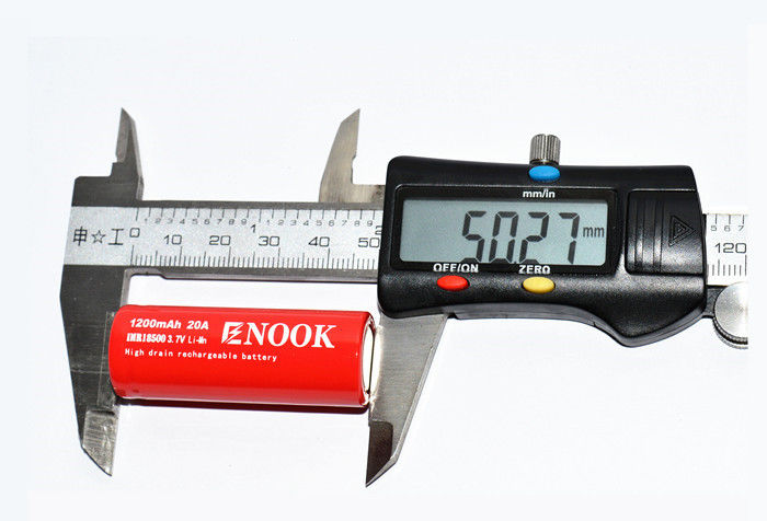 Enook 1200mAh 20A リチウムイオン電池 3.7V 18500 リチャージ可能なリイオン電池