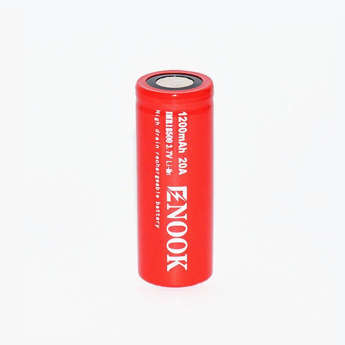 Enook 1200mAh 20A リチウムイオン電池 3.7V 18500 リチャージ可能なリイオン電池