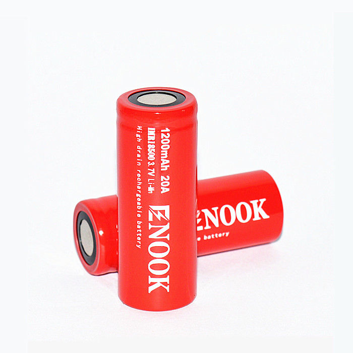 Enook 1200mAh 20A リチウムイオン電池 3.7V 18500 リチャージ可能なリイオン電池