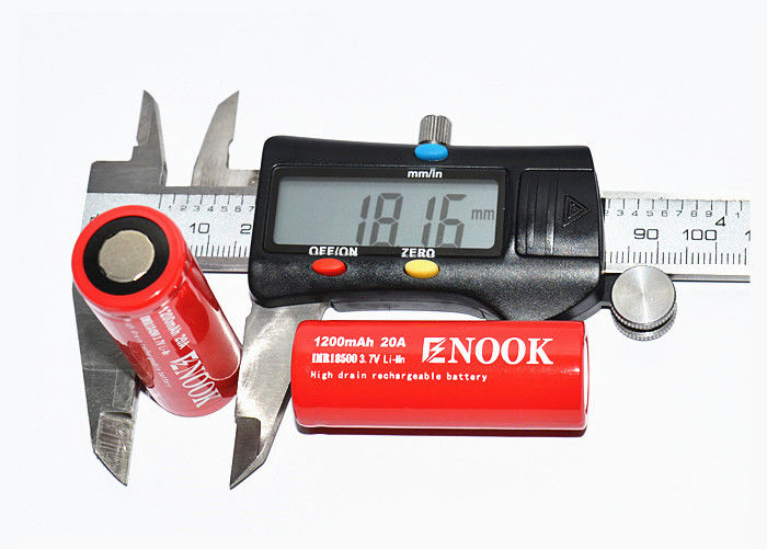 Enook 1200mAh 20A リチウムイオン電池 3.7V 18500 リチャージ可能なリイオン電池
