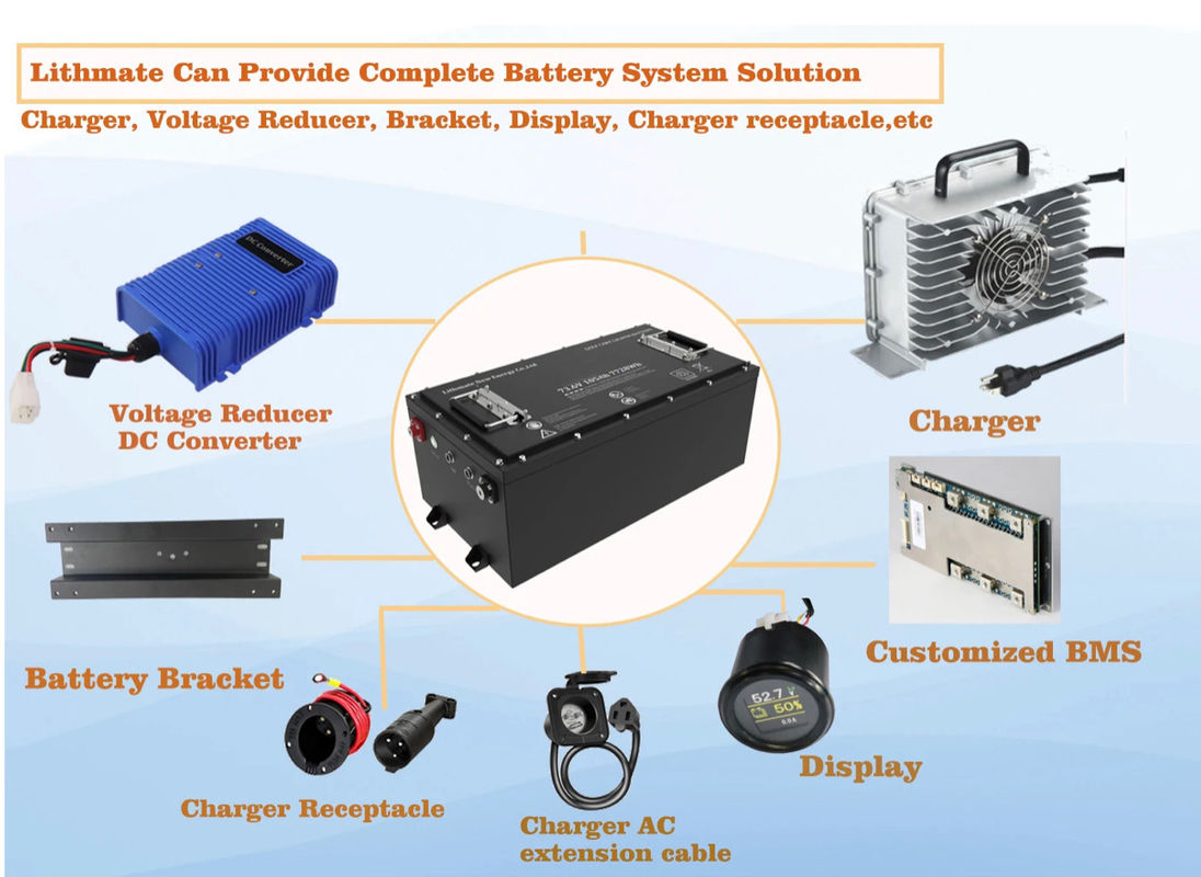 OEM ODM 充電可能 36v 48v 72v 100ah 200ah 300ah リチウムイオン電池 Lifepo4 ゴルフカート電池